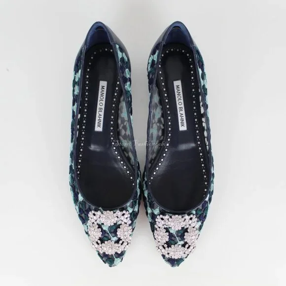 NEW MANOLO BLAHNIK Hangisi Lace Flats, EU 39, Office to Party/ Events - Picture 6 of 16